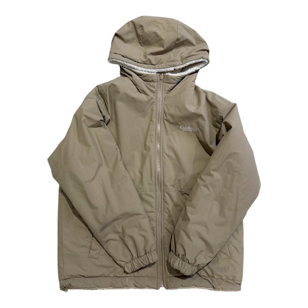 WHO.A.U Unisex Beige California Reversible Teddy & Rain Jacket